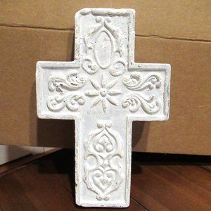 Heavyweight 8.25" white painted Cross hook for hanging